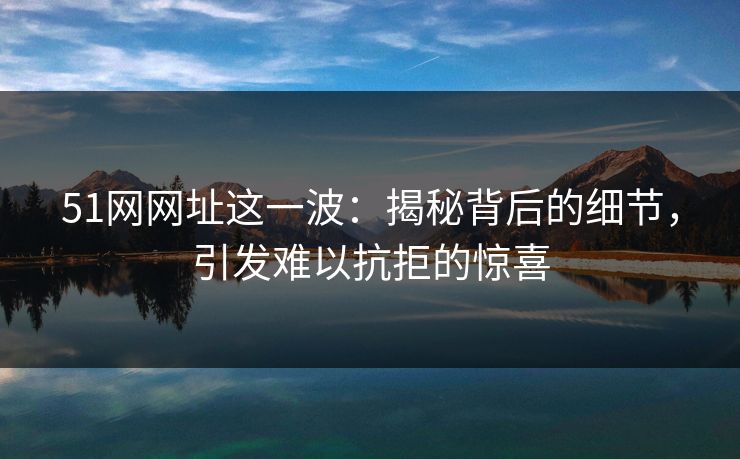 51网网址这一波：揭秘背后的细节，引发难以抗拒的惊喜